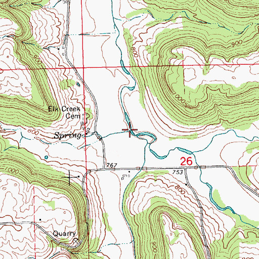 Topographic Map of Cow Branch, IA