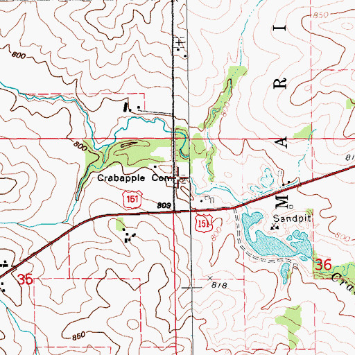 Topographic Map of Crabapple Cemetery, IA
