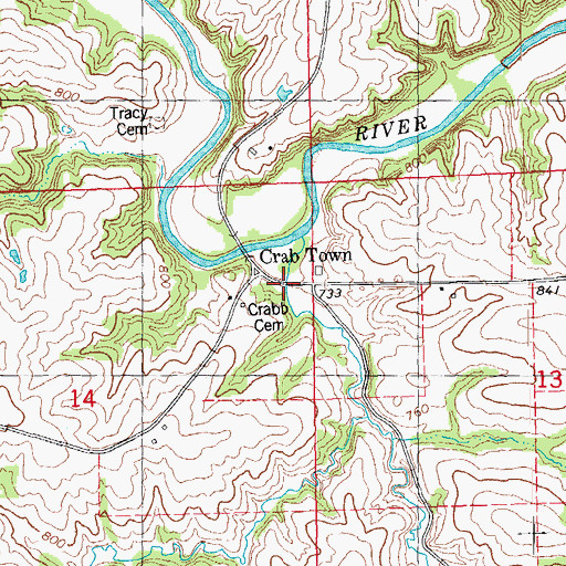 Topographic Map of Crabb Cemetery, IA
