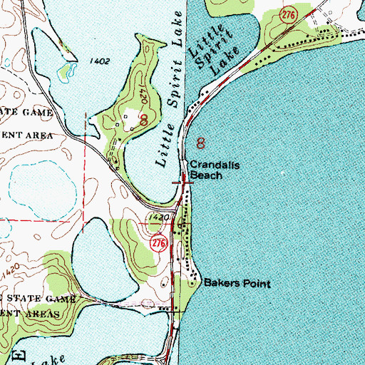 Topographic Map of Crandalls Beach, IA