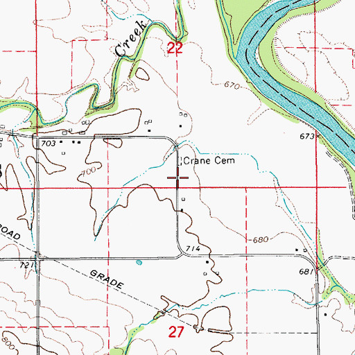 Topographic Map of Crane Cemetery, IA