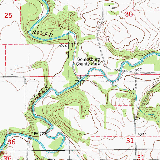 Topographic Map of Crane Creek, IA