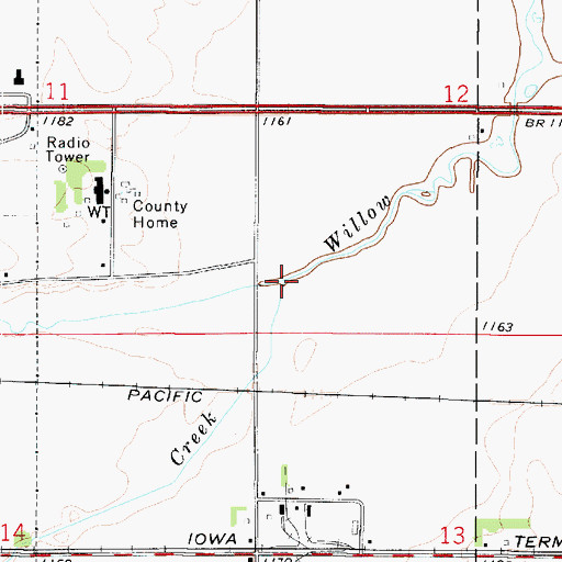 Topographic Map of Crane Creek, IA