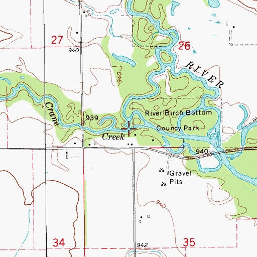 Topographic Map of Crane Creek, IA