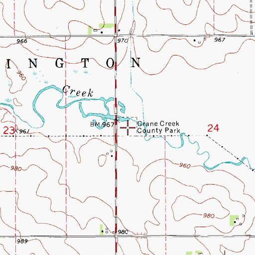 Topographic Map of Crane Creek County Park, IA