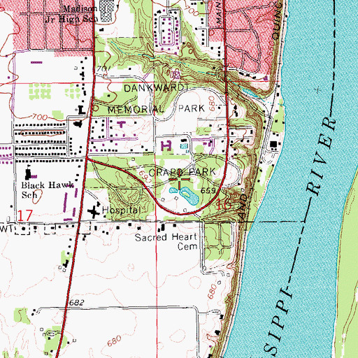 Topographic Map of Crapo Park, IA