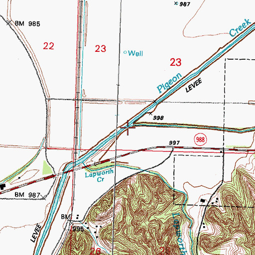 Topographic Map of Crescent Creek, IA