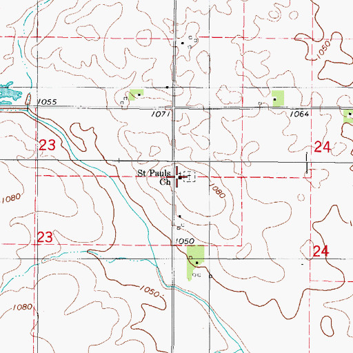 Topographic Map of Saint Pauls Church, IA