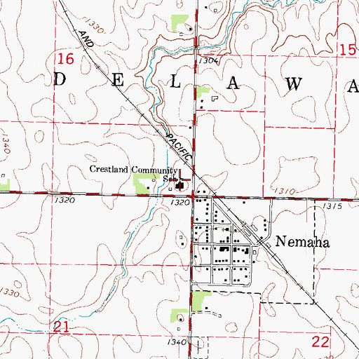 Topographic Map of Crestland Community School, IA