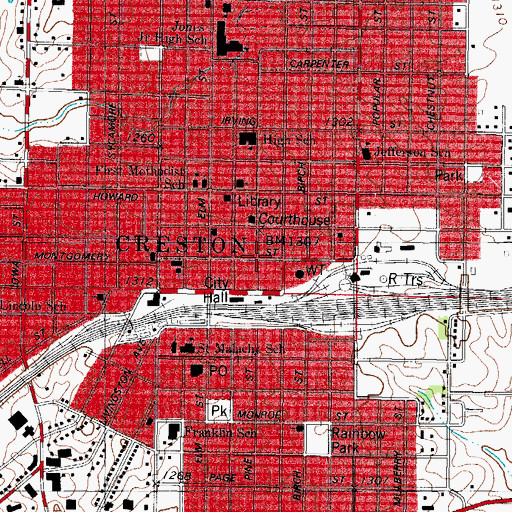 Topographic Map of Creston, IA