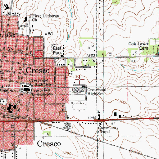 Topographic Map of Crestwood Elementary / Junior High School, IA