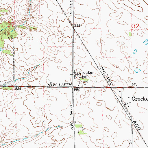 Topographic Map of Crocker Cemetery, IA