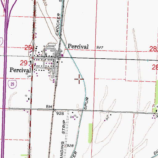Topographic Map of Crocker Spur, IA