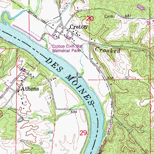 Topographic Map of Crooked Creek, IA