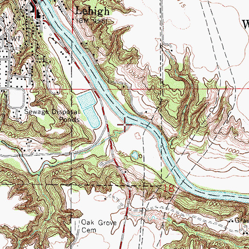 Topographic Map of Crooked Creek, IA