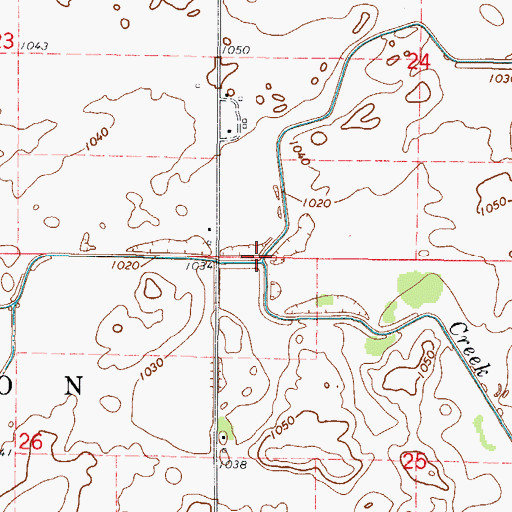 Topographic Map of Crooked Creek, IA