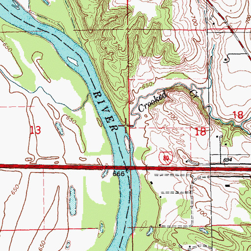 Topographic Map of Crooked Creek, IA