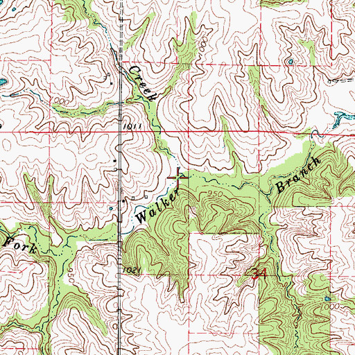 Topographic Map of Crow Creek, IA
