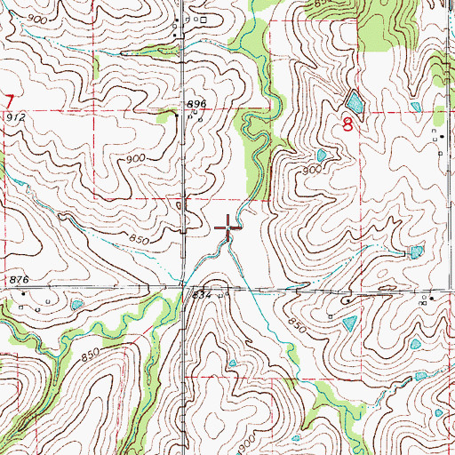 Topographic Map of Crow Creek, IA