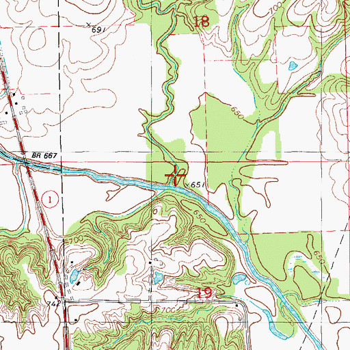 Topographic Map of Crow Creek, IA
