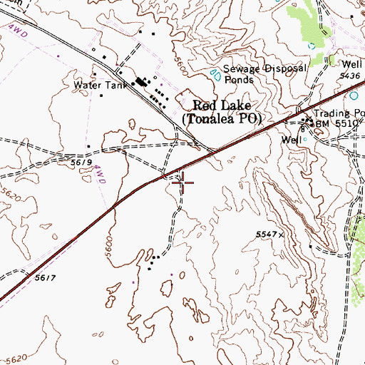 Topographic Map of Tonalea Post Office, AZ