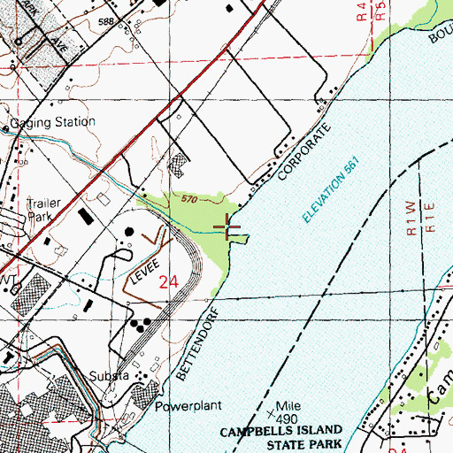 Topographic Map of Crow Creek, IA