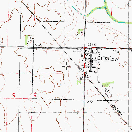Topographic Map of Curlew, IA