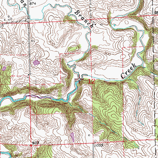 Topographic Map of Curran Branch, IA