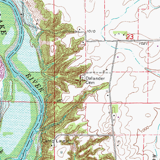 Topographic Map of Dalander Cemetery, IA