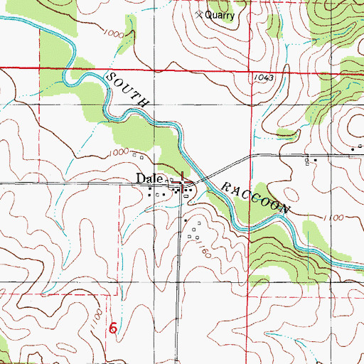 Topographic Map of Dale, IA