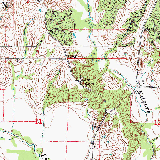 Topographic Map of Dale Cemetery, IA