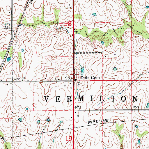 Topographic Map of Dale Cemetery, IA