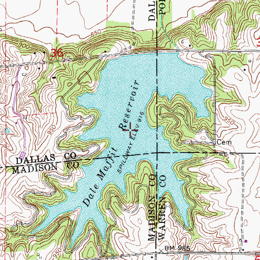Topographic Map of Dale Maffit Reservoir, IA