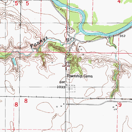 Topographic Map of Dallas Township Cemeteries, IA
