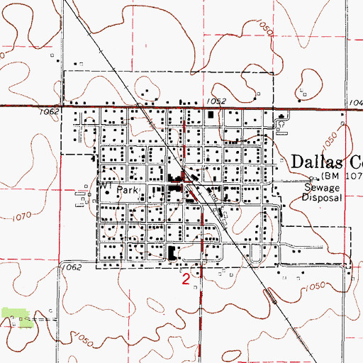 Topographic Map of Dallas Center, IA