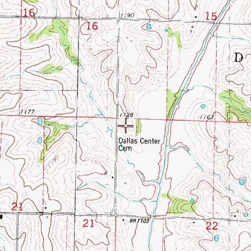 Topographic Map of Dallas Center Cemetery, IA