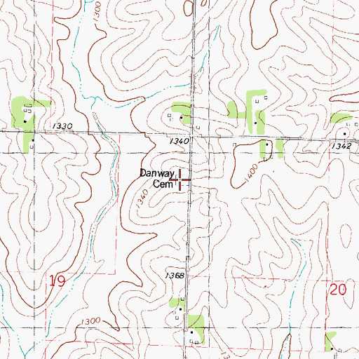 Topographic Map of Danway Cemetery, IA