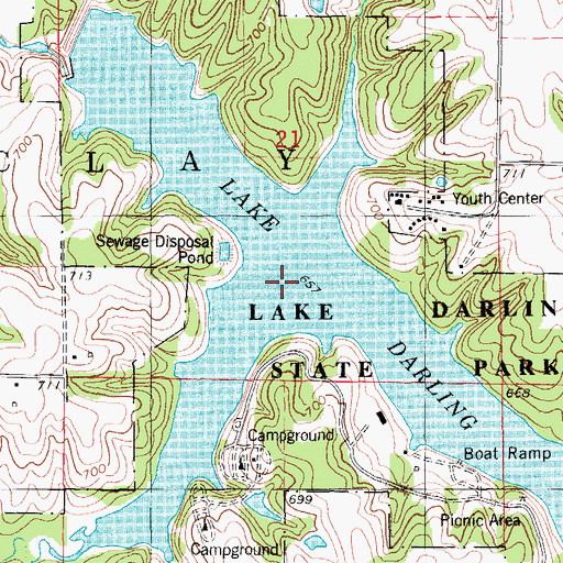 Topographic Map of Lake Darling, IA
