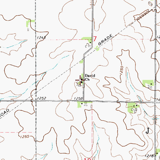Topographic Map of David Church, IA