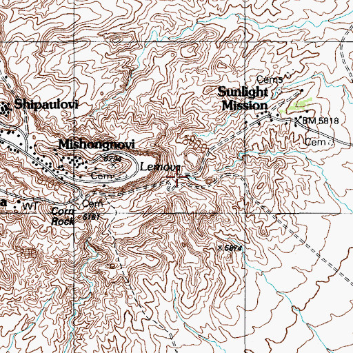 Topographic Map of Lemeva, AZ