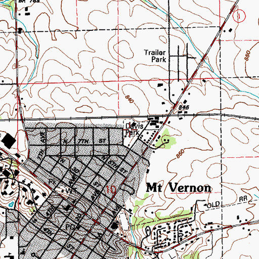 Topographic Map of Davis Park, IA