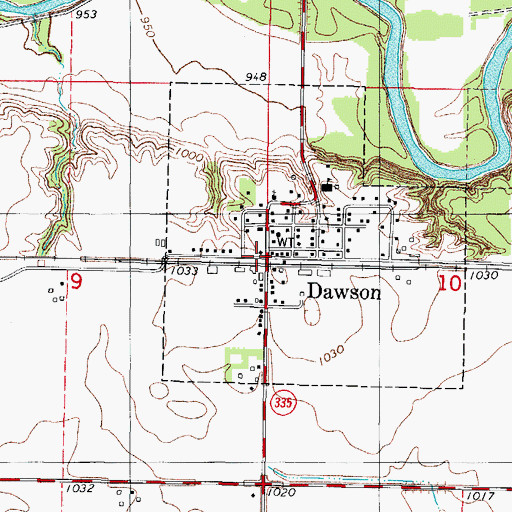 Topographic Map of Dawson, IA