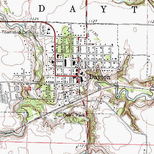 Topographic Map of Dayton, IA