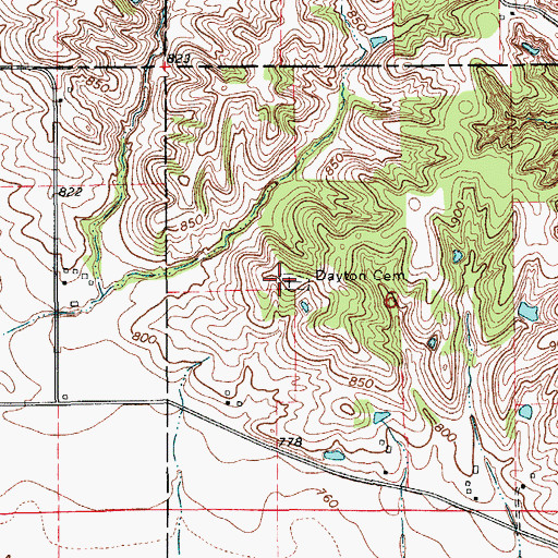 Topographic Map of Dayton Cemetery, IA