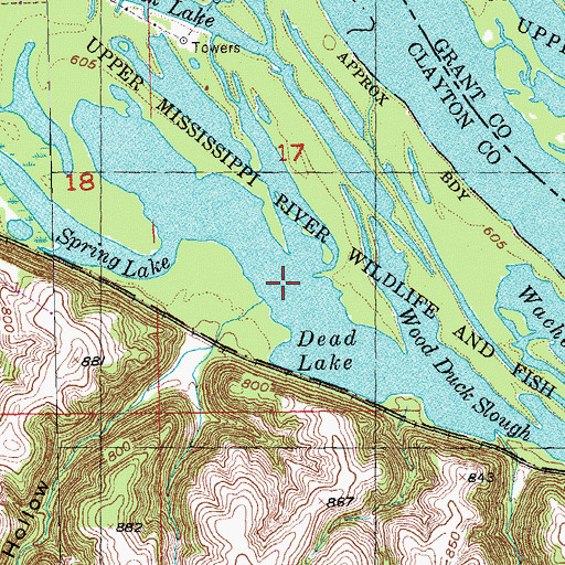 Topographic Map of Dead Lake, IA