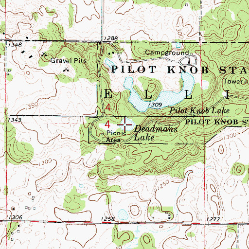 Topographic Map of Deadmans Lake, IA