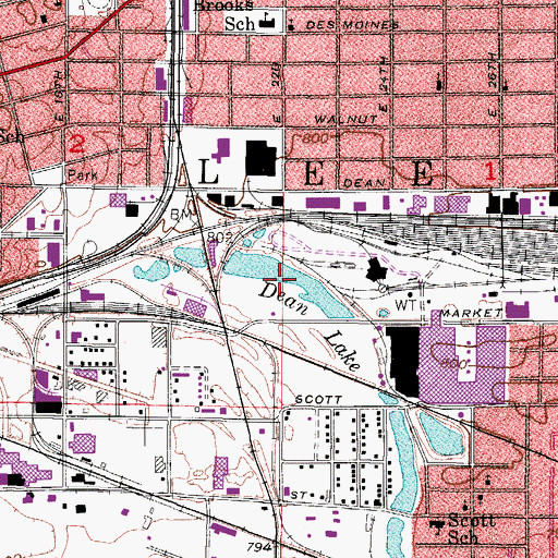 Topographic Map of Dean Lake, IA
