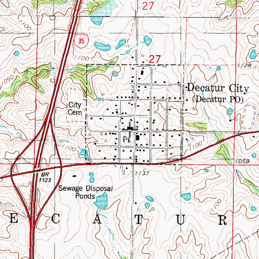 Topographic Map of Decatur City, IA