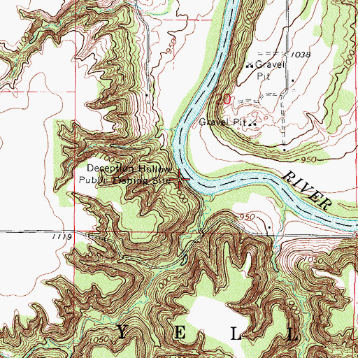 Topographic Map of Deception Hollow Public Fishing Site, IA