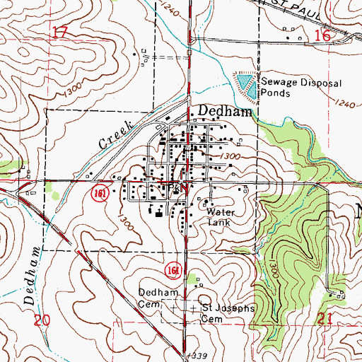 Topographic Map of Dedham, IA